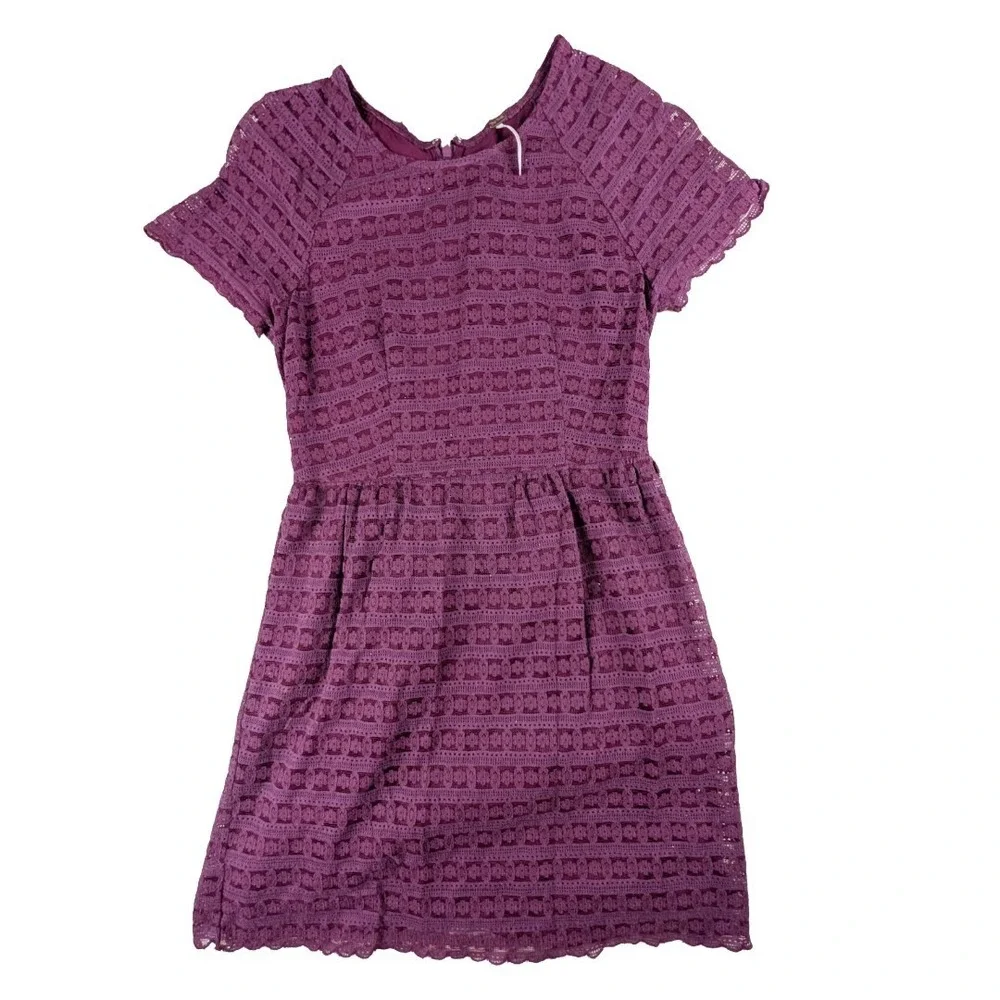 Free People Burgundy Lace Mini Dress‎ Skater Dress Size 2